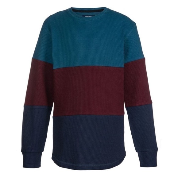 Univibe Big Boys Carrey Color Blocked Thermal T-shirt,Blue,M - Picture 2 of 6